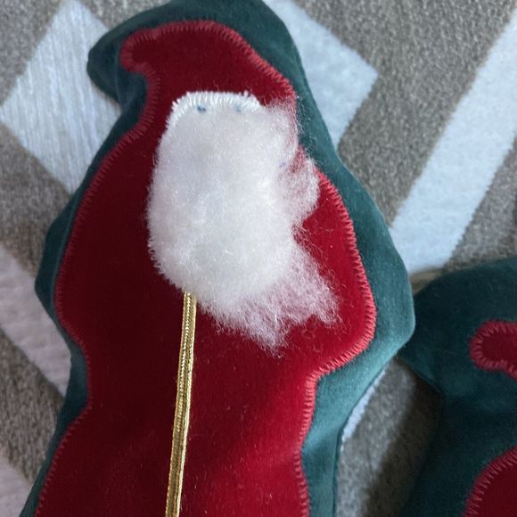 Woof and Poof Velveteen Christmas Santa Ornament Stuffed  7” VTG 1994 Handmade - Picture 4 of 5